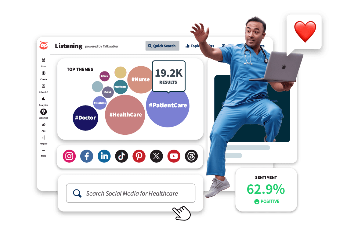 Hootsuite product shot and man on his computer